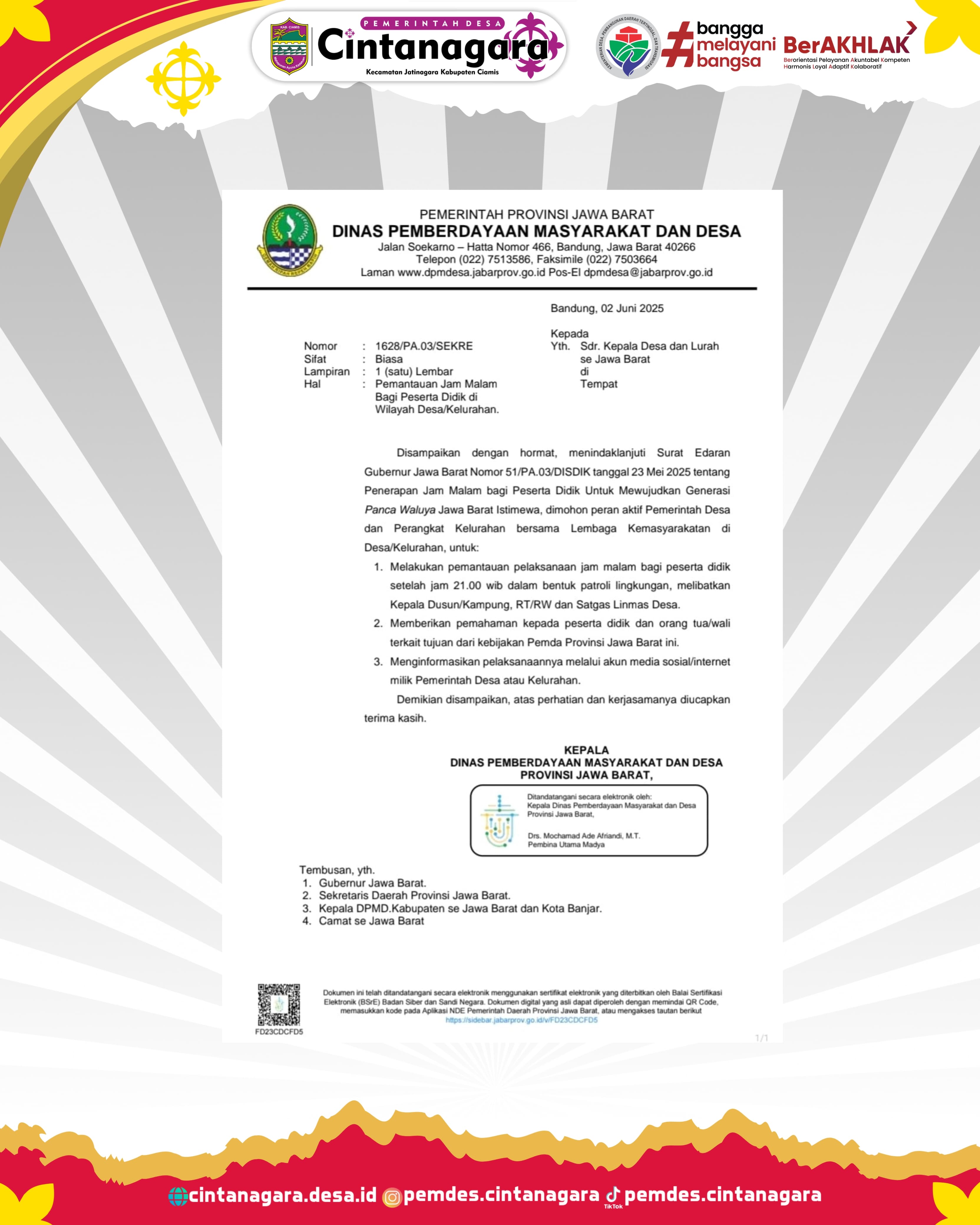 PENGUMUMAN PENTING UNTUK WARGA DESA CINTANAGARA